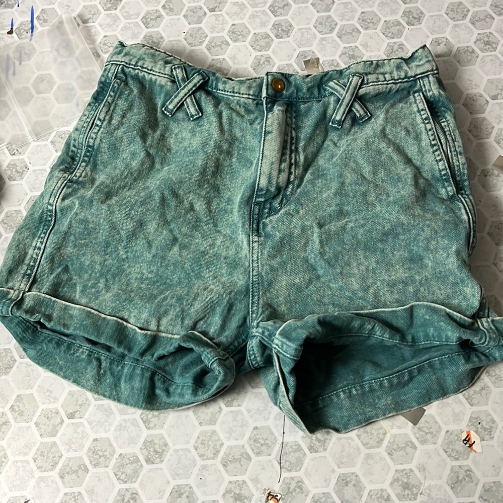BDG Sz 24 Green High Rise Denim Jean Shorts